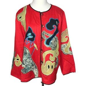 Alex Kim Size Large Vintage Art To Wear Appliquéd Jacket-1980’s/1990’s